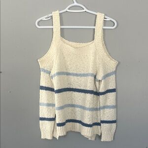 Cupcakes & Cashmere Cream and blue Knit Sweater XS